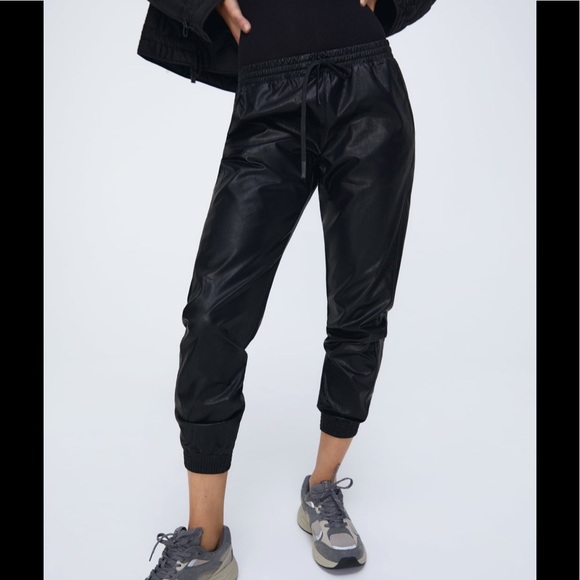 Zara Faux Leather Joggers 